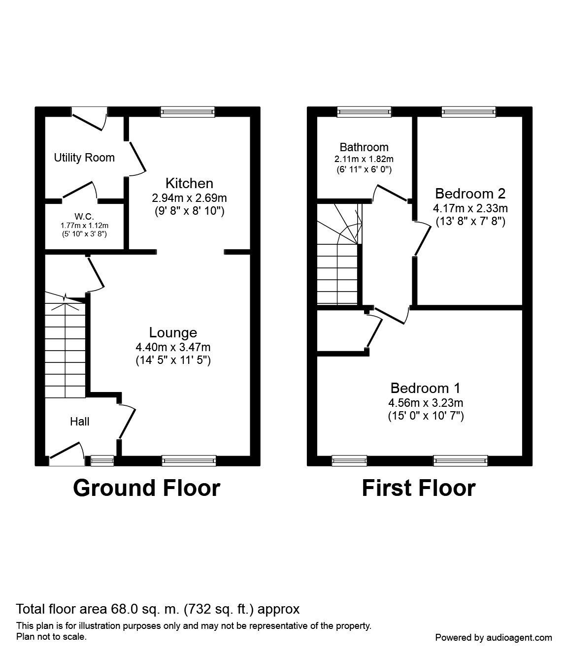 Floorplan of 2 bedroom Semi Detached House for sale, Aldridge Road, Manchester, M11