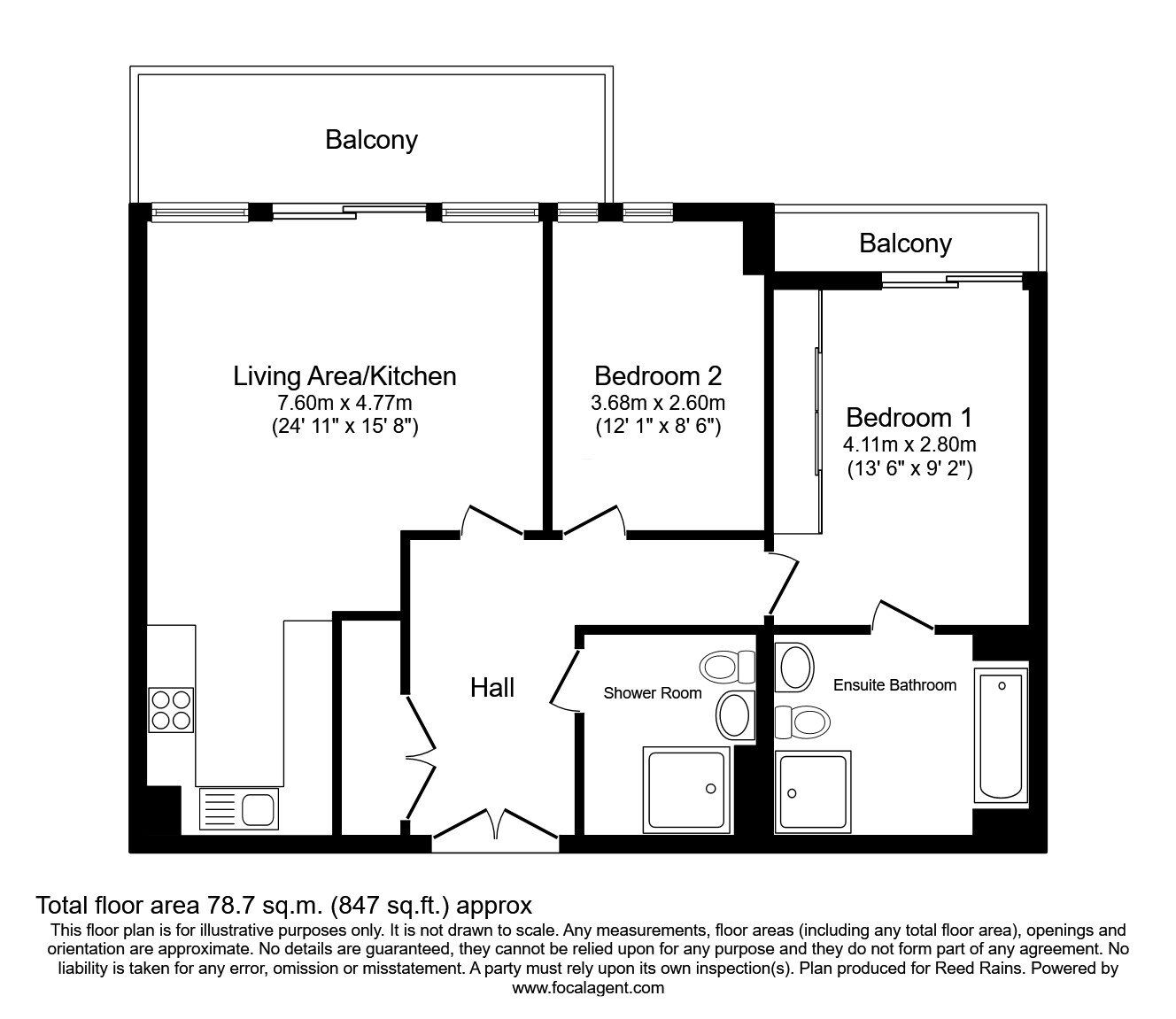 Floorplan of 2 bedroom  Flat for sale, The Edge, Clowes Street, Salford, M3