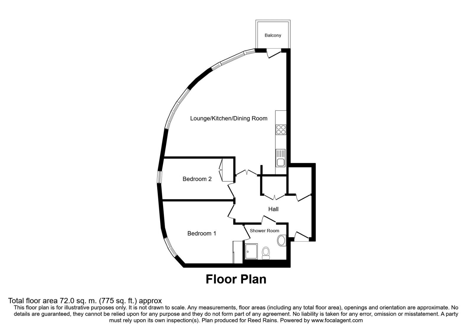Floorplan of 2 bedroom  Flat for sale, New Wakefield Street, Manchester, M1