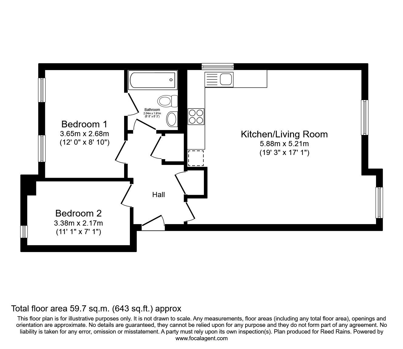 Floorplan of 2 bedroom  Flat to rent, Liverpool Road, Manchester, Greater Manchester, M3