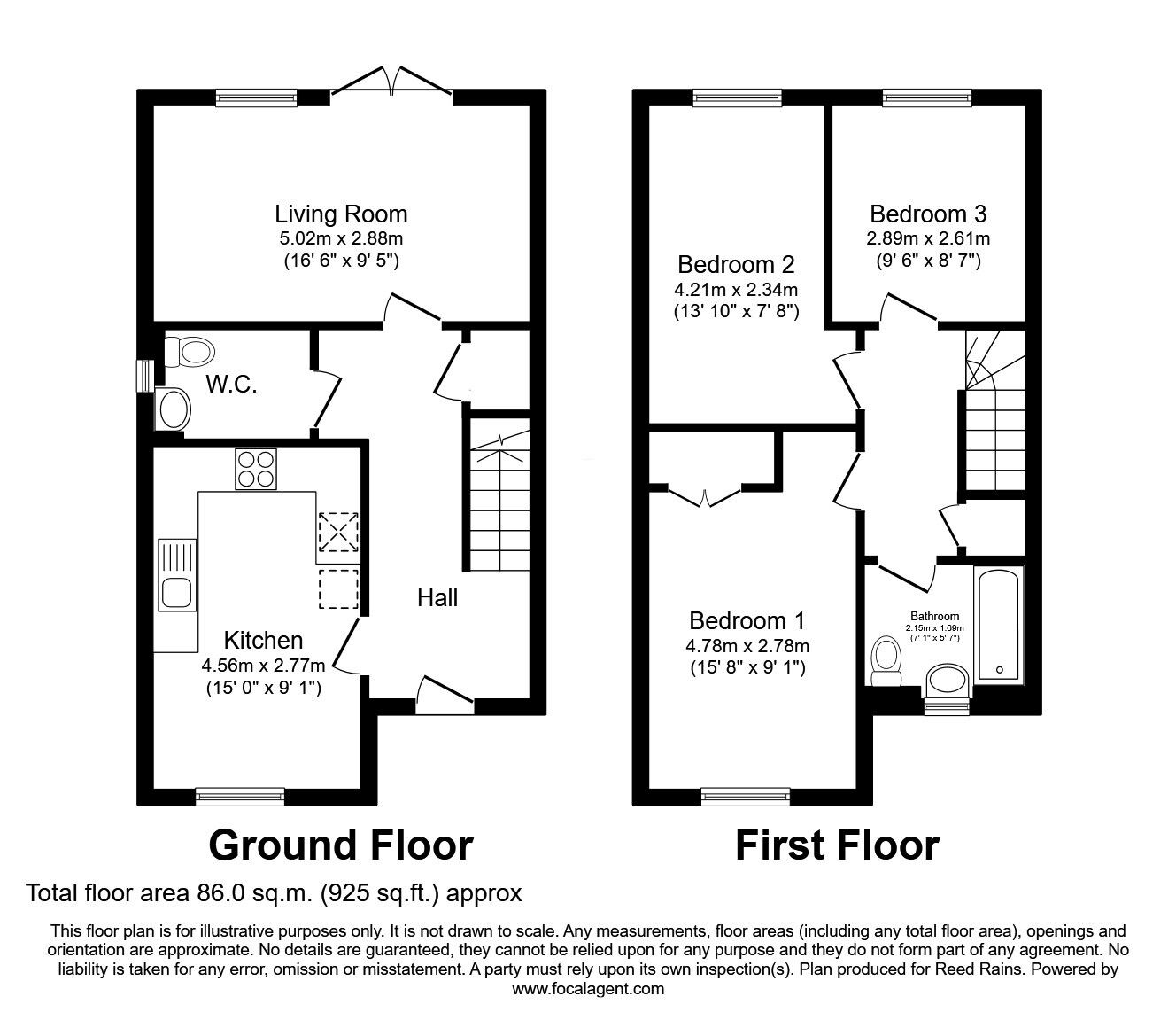 Floorplan of 3 bedroom End Terrace House to rent, John Hogan V C Road, Manchester, Greater Manchester, M40