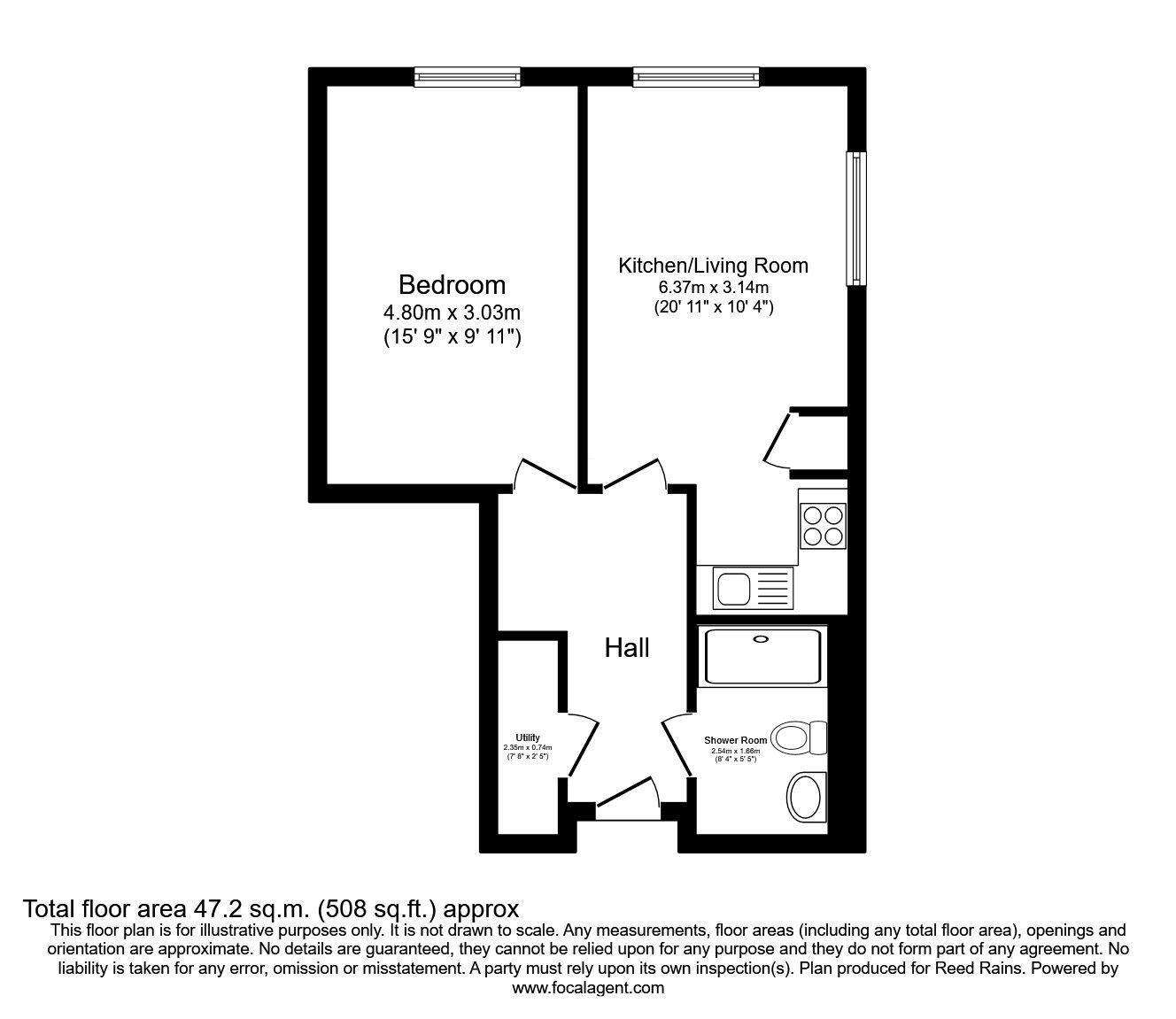 Floorplan of 1 bedroom  Flat to rent, Cambridge Street, Manchester, Greater Manchester, M1
