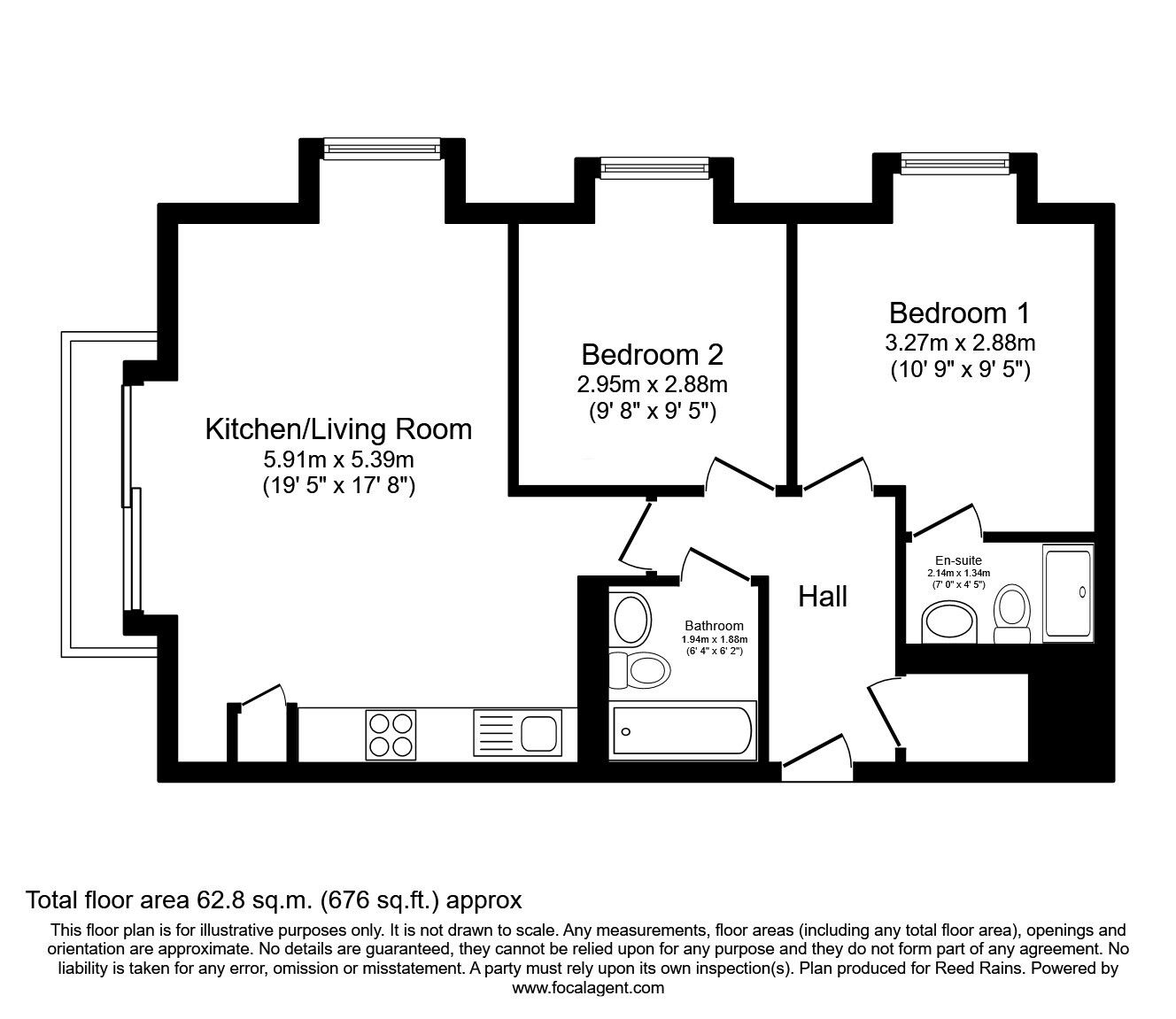 Floorplan of 2 bedroom  Flat for sale, Pink, Media City UK, Salford, M50