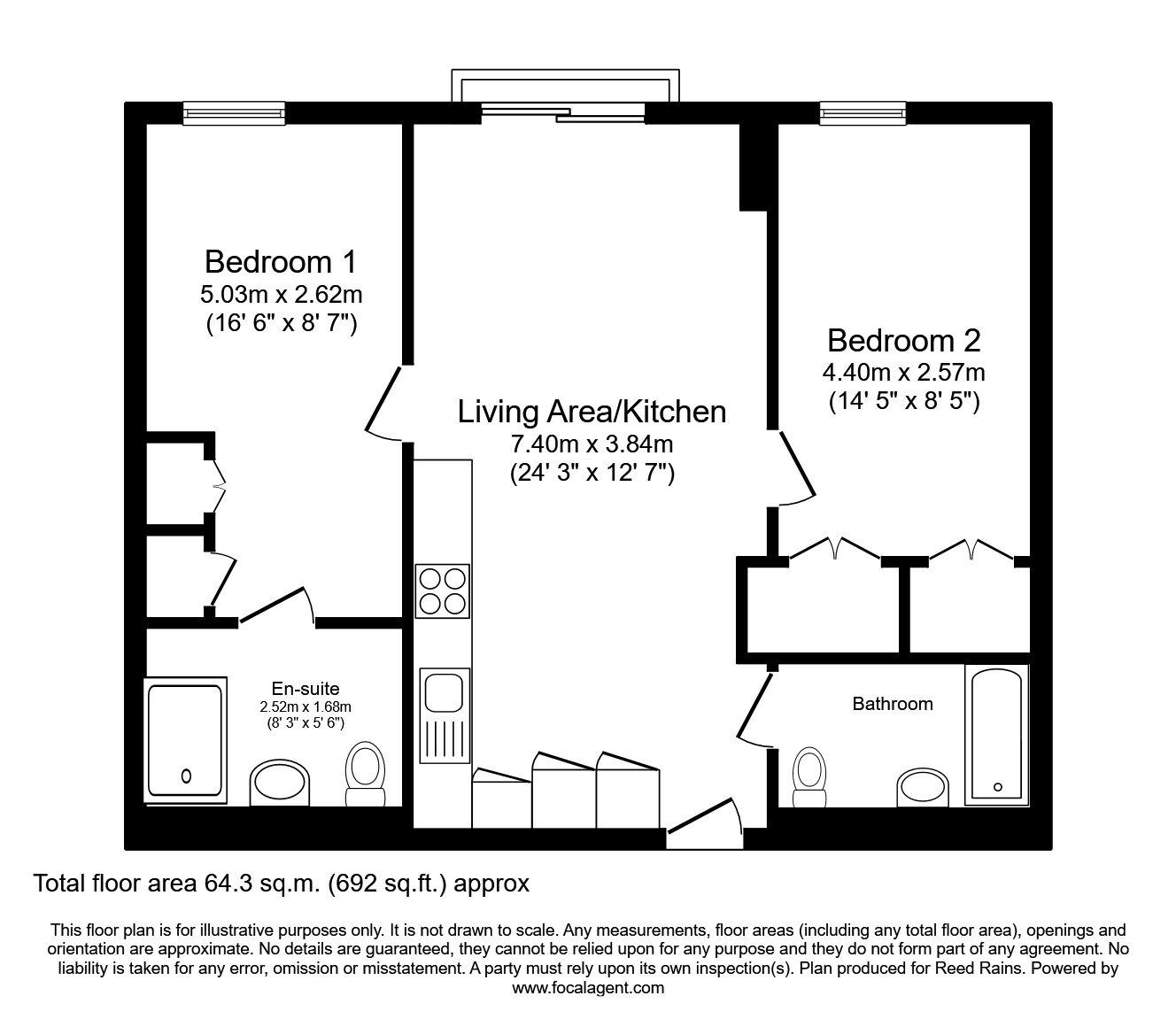 Floorplan of 2 bedroom  Flat for sale, Ottinger Close, Salford, M50