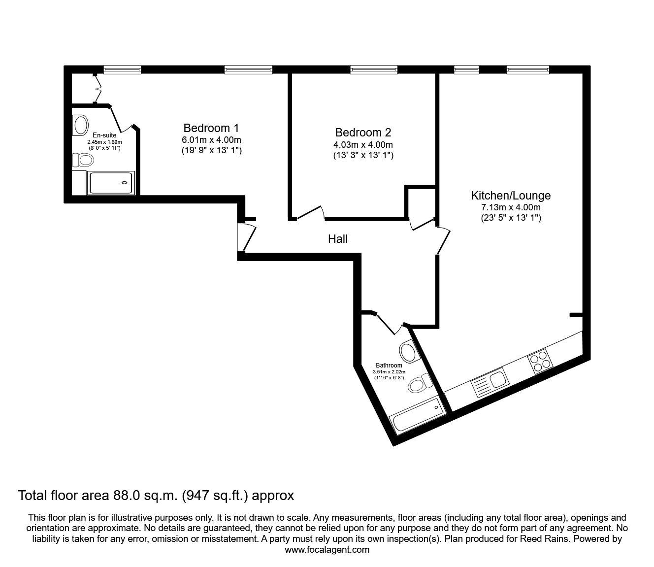 Floorplan of 2 bedroom  Flat for sale, Oxford Road, Manchester, M1