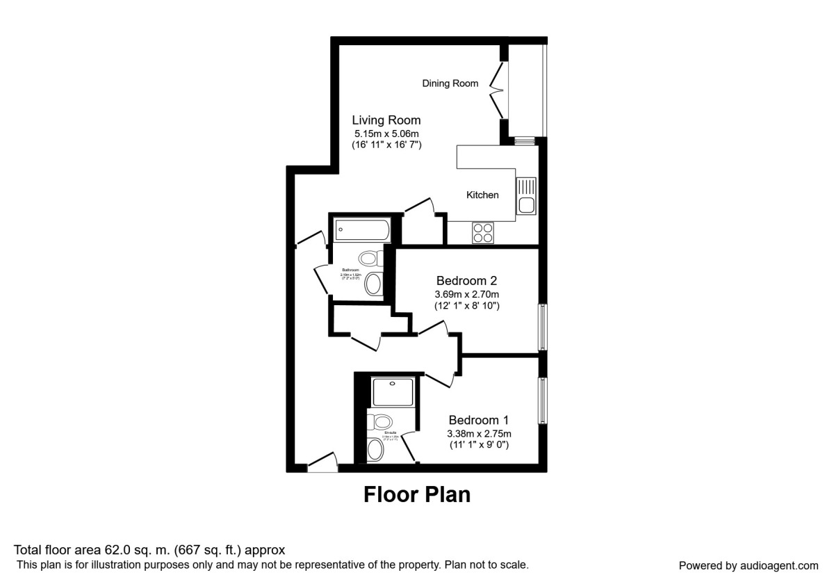 Floorplan of 2 bedroom  Flat for sale, Aytoun Street, Manchester, M1
