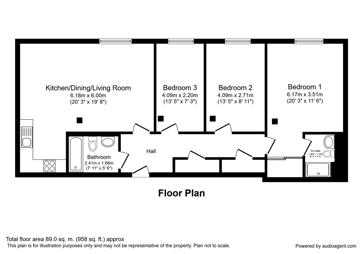 Floorplan of 3 bedroom  Flat for sale, Cambridge Street, Manchester, M1