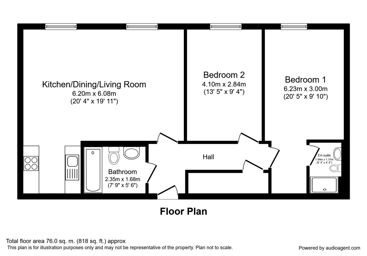 Floorplan of 2 bedroom  Flat for sale, Cambridge Street, Manchester, M1