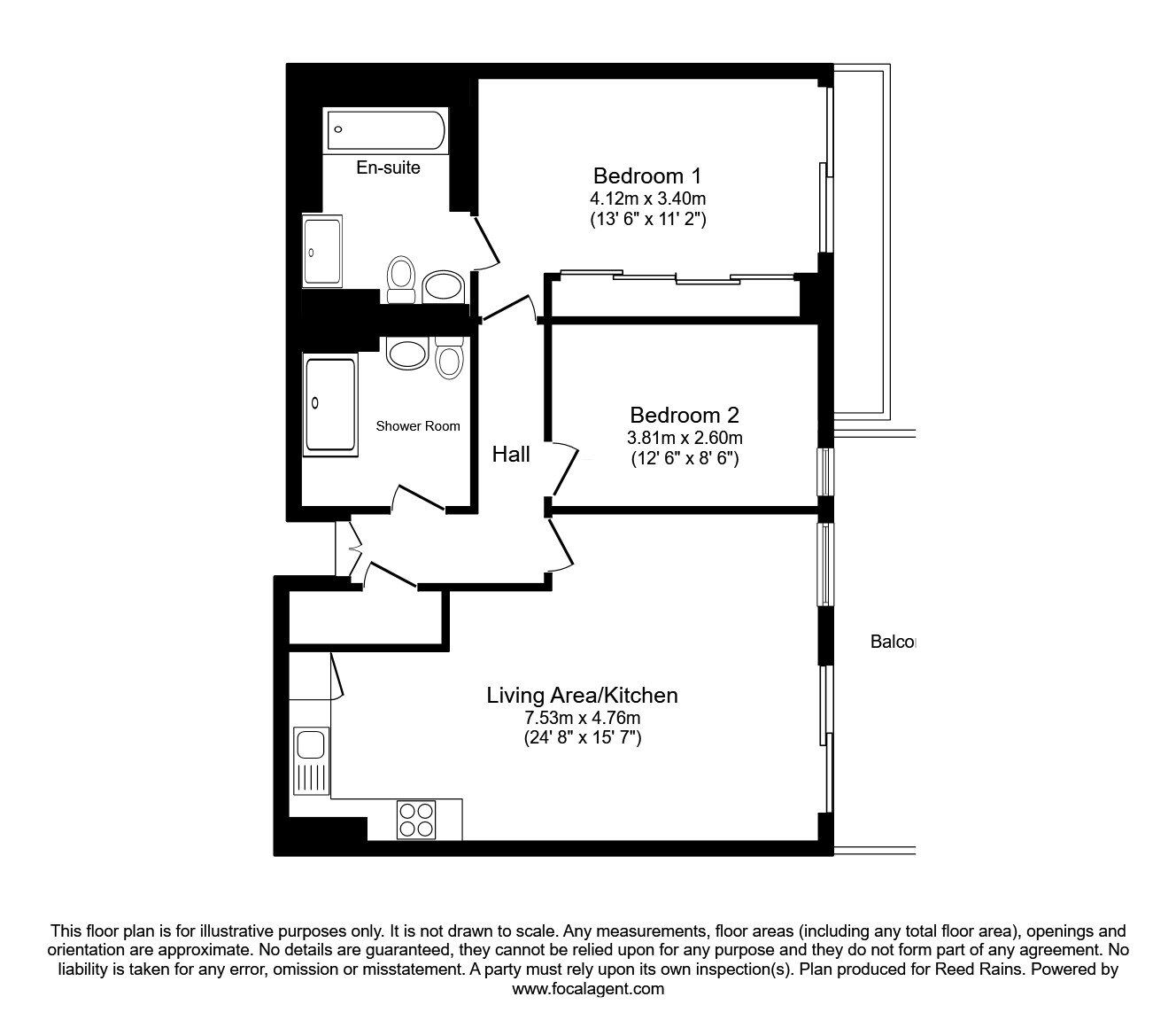 Floorplan of 2 bedroom  Flat for sale, The Edge, Clowes Street, Salford, M3