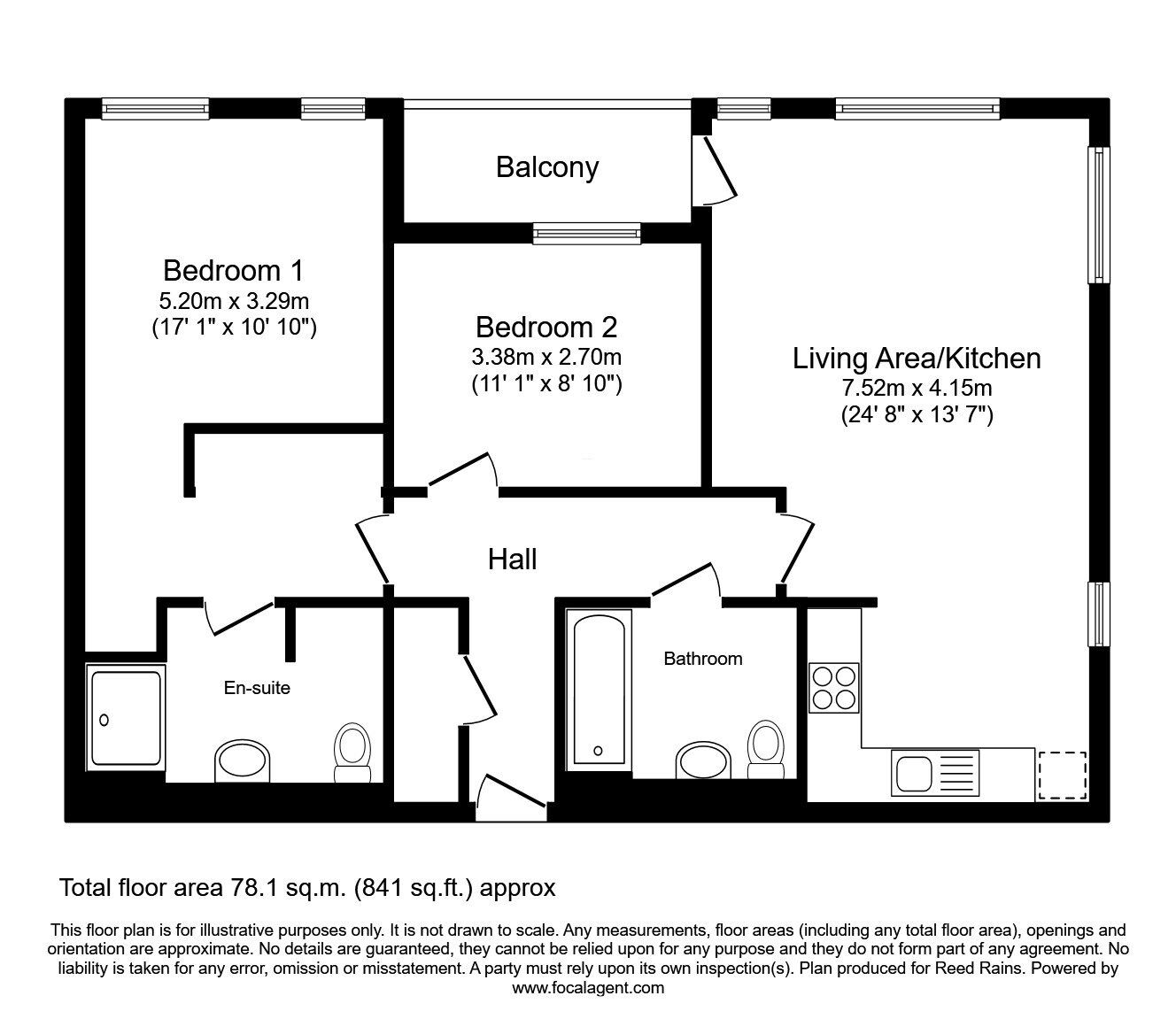 Floorplan of 2 bedroom  Flat for sale, The Quays, Salford, M50