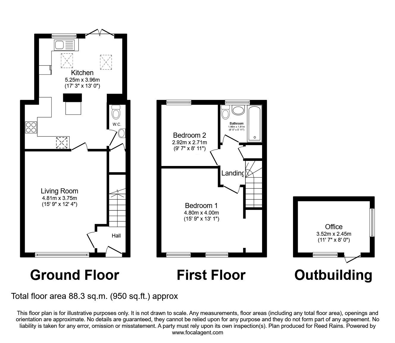 Floorplan of 2 bedroom Mid Terrace House to rent, Cranfield Close, Manchester, Greater Manchester, M40