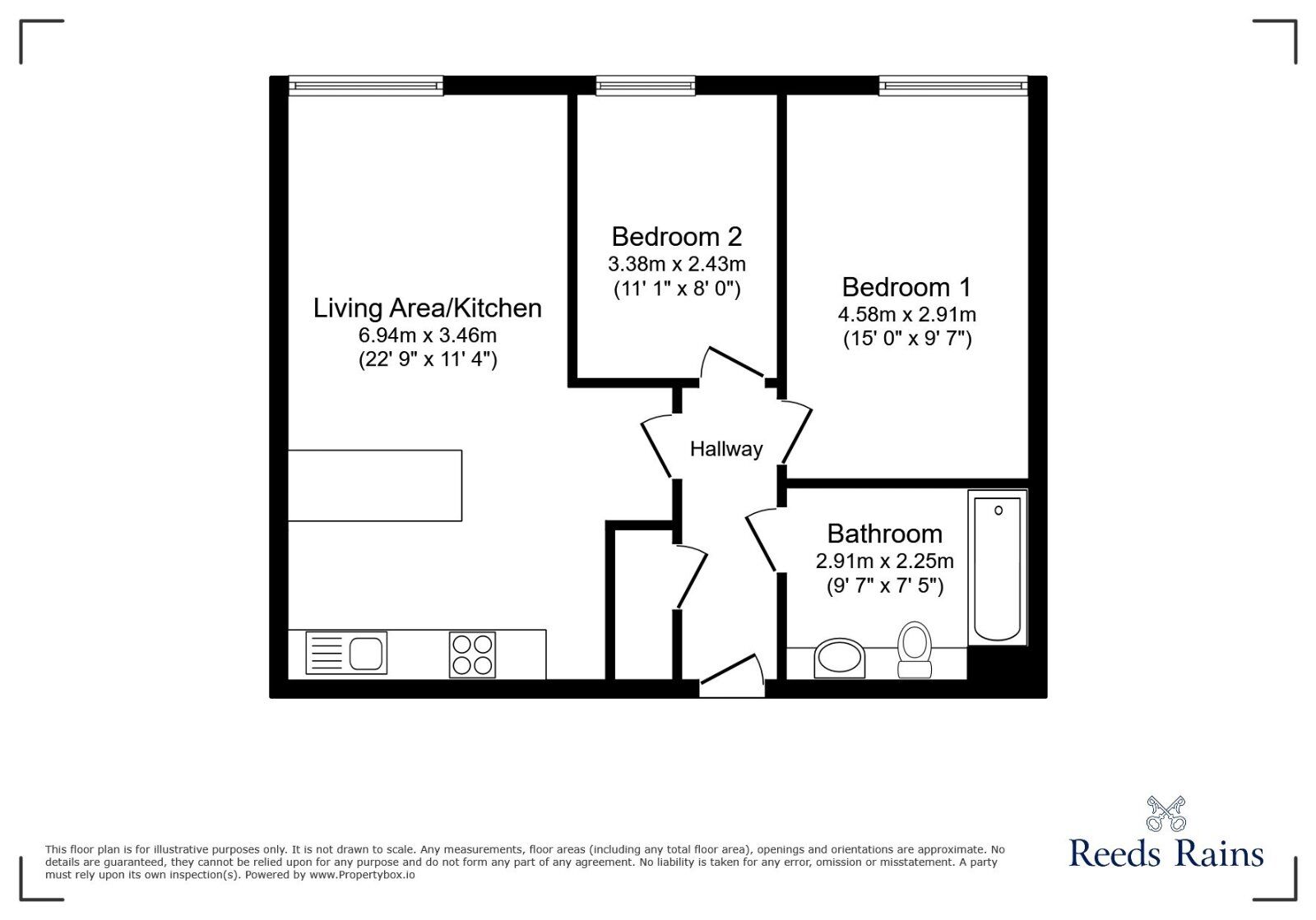 Floorplan of 2 bedroom  Flat for sale, Broadway, Salford, M50