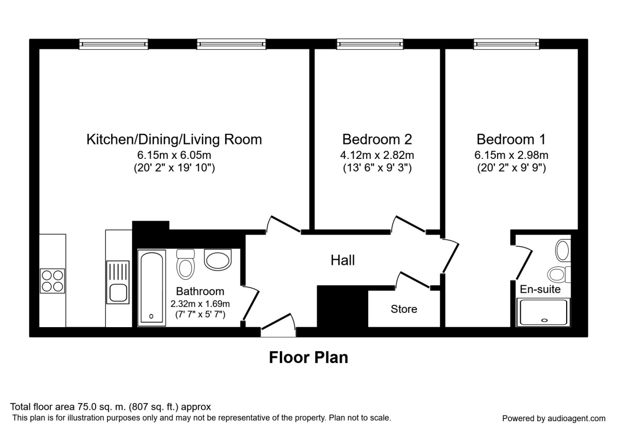 Floorplan of 2 bedroom  Flat for sale, Cambridge Street, Manchester, M1