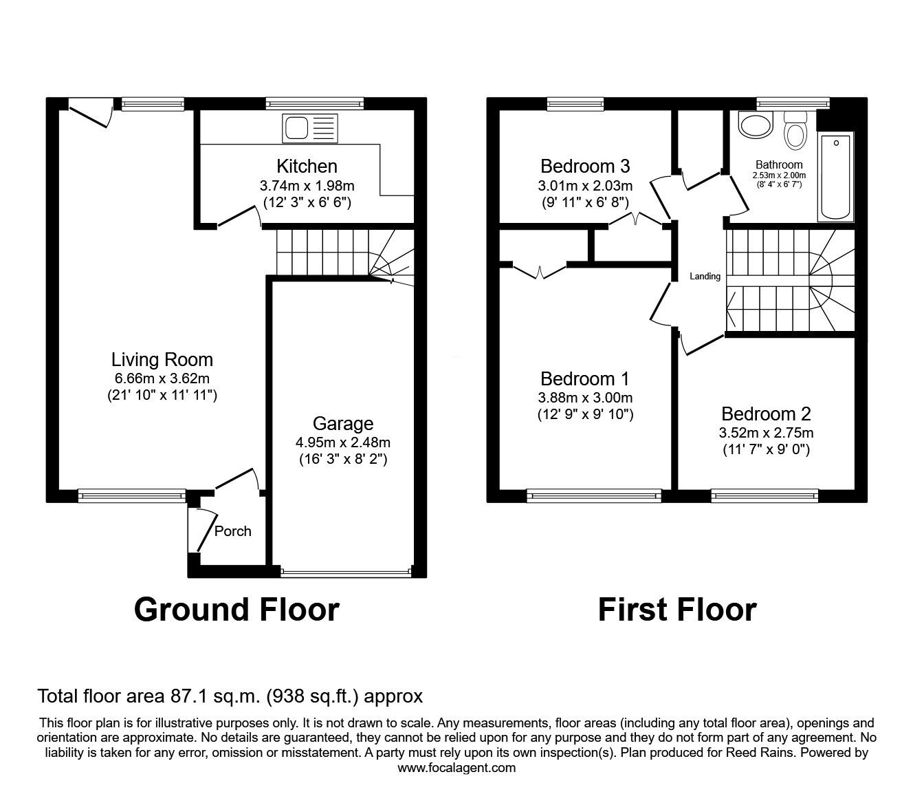 Floorplan of 3 bedroom Mid Terrace House to rent, Beckfoot Drive, Manchester, Greater Manchester, M13
