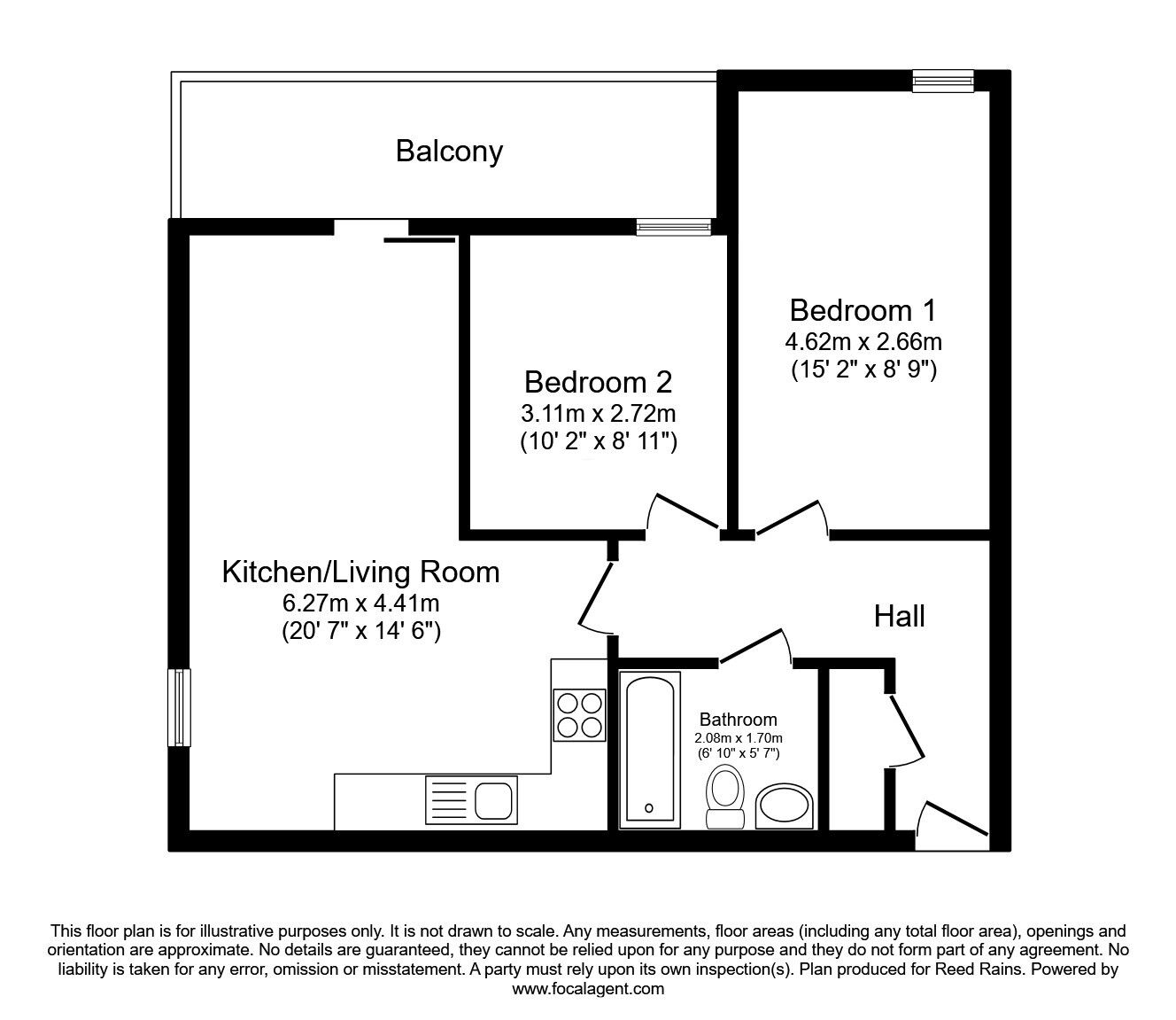 Floorplan of 2 bedroom  Flat to rent, Dean Road, Salford, Greater Manchester, M3