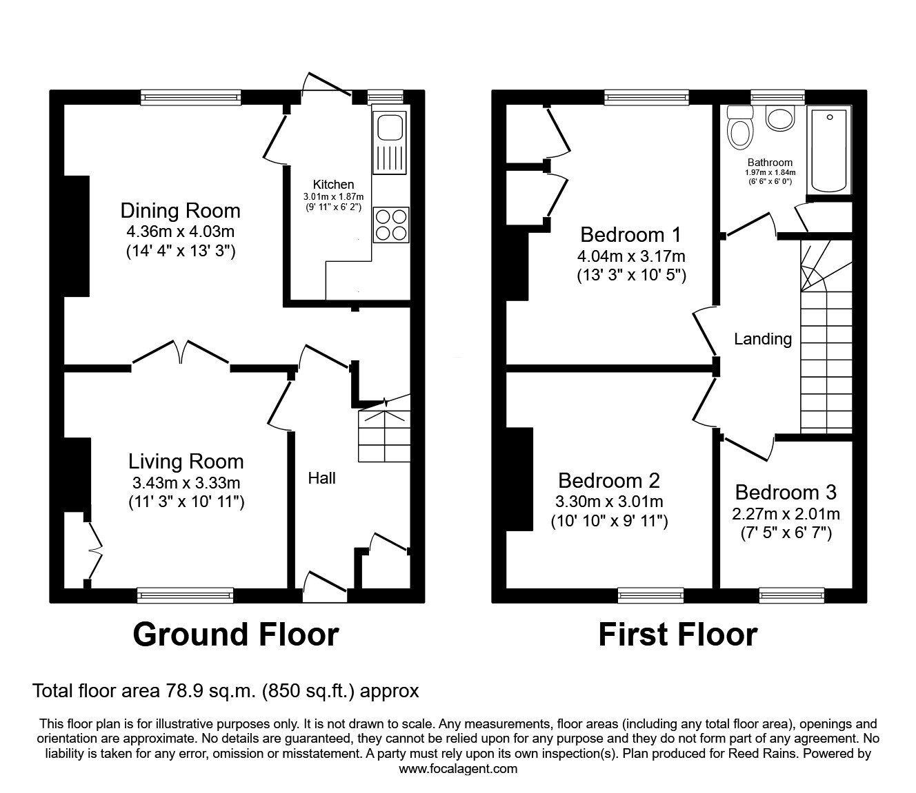Floorplan of 3 bedroom Mid Terrace House to rent, Clevedon Street, Manchester, Greater Manchester, M9