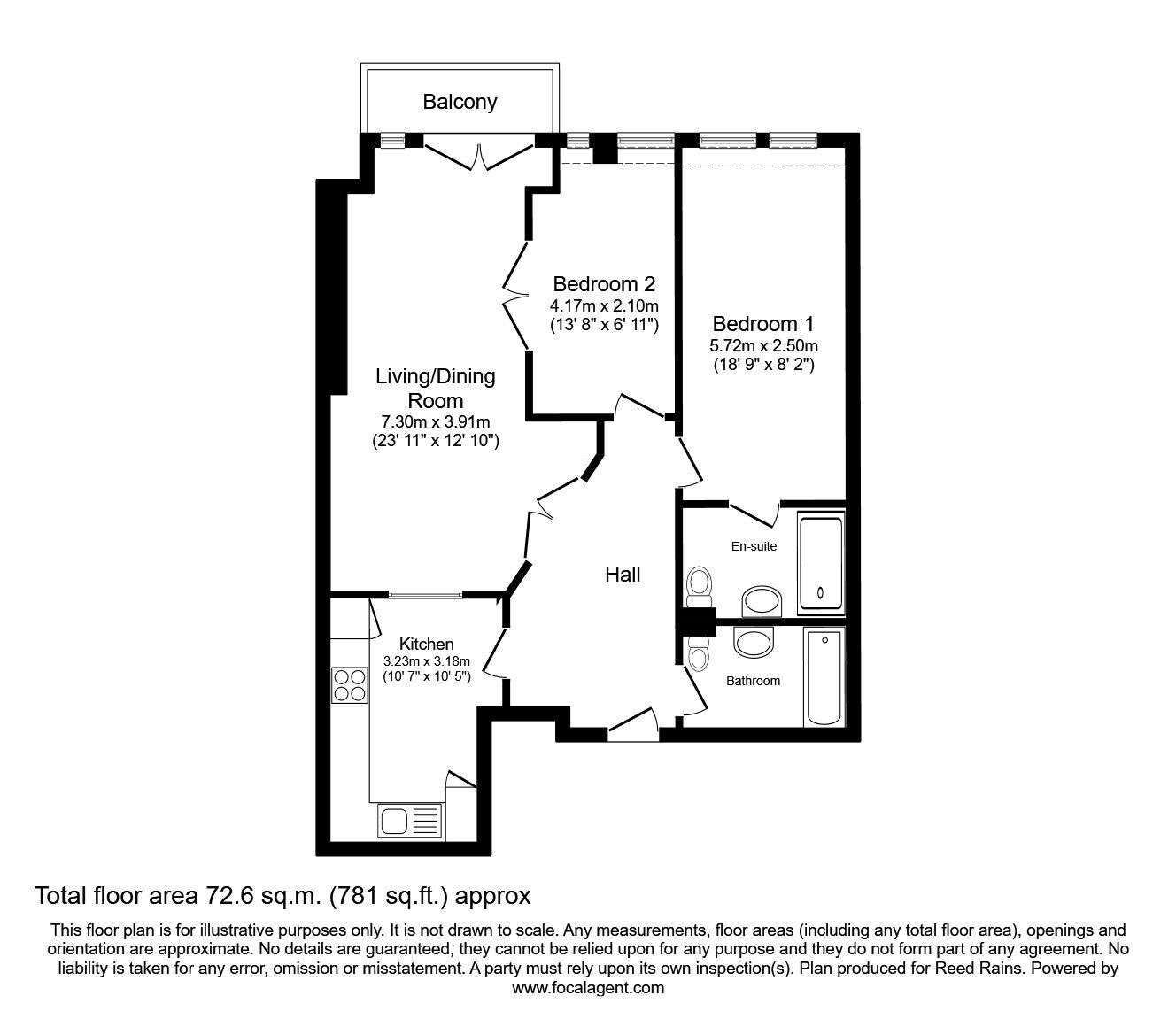 Floorplan of 2 bedroom  Flat for sale, Cobourg Street, Manchester, M1