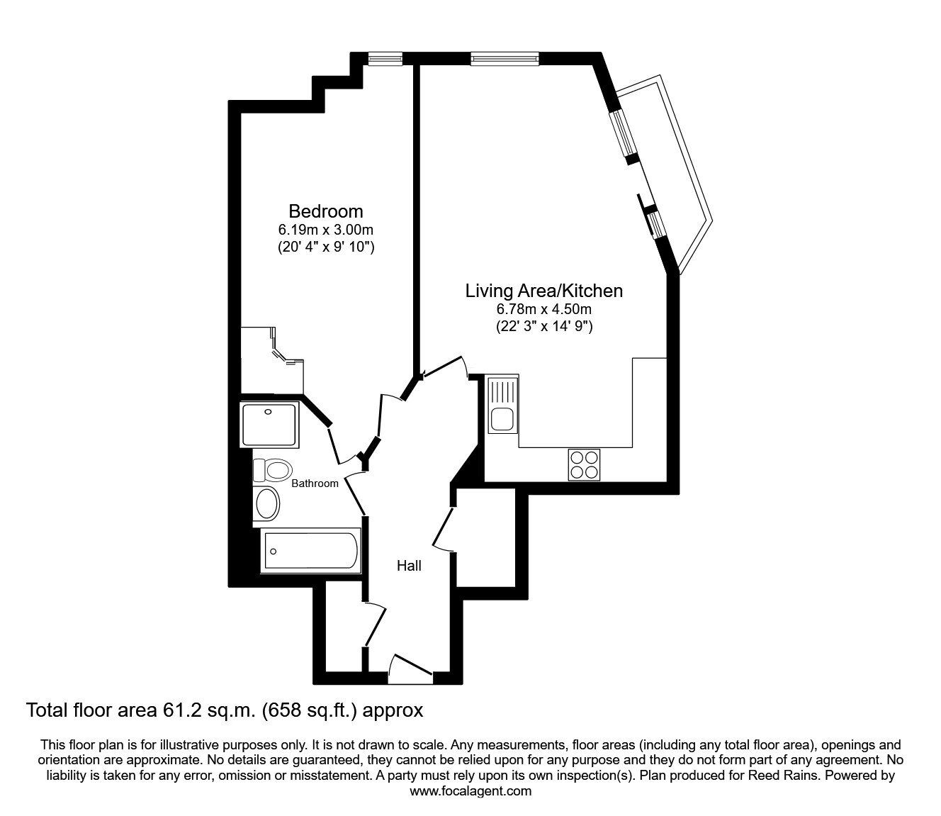 Floorplan of 1 bedroom  Flat for sale, The Quays, Salford, M50
