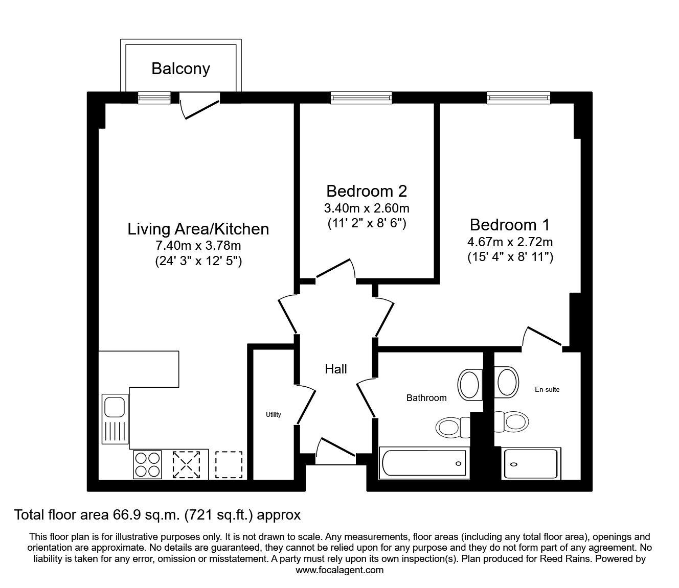 Floorplan of 2 bedroom  Flat for sale, New Century Park, Manchester, M4