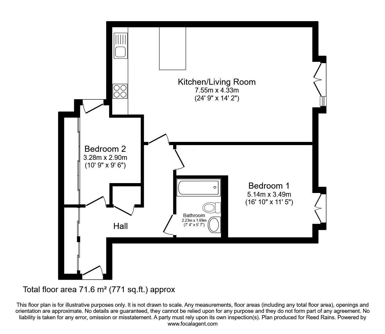 Floorplan of 2 bedroom  Flat for sale, Piccadilly Place, Manchester, M1