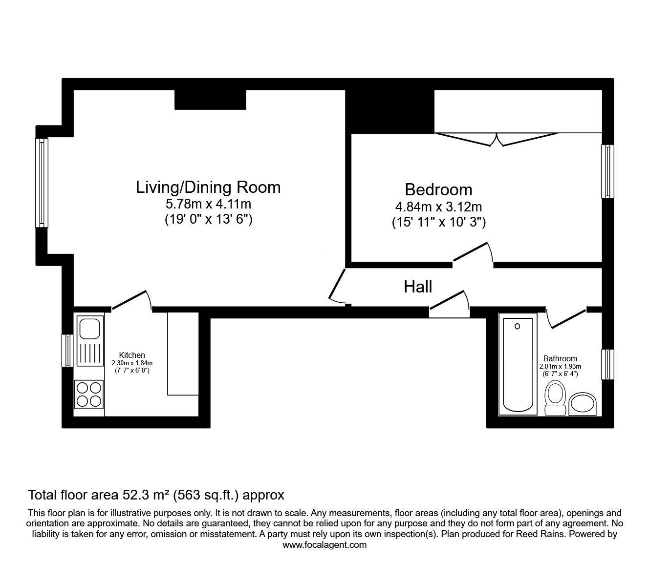 Floorplan of 1 bedroom  Flat to rent, Alness Road, Manchester, Greater Manchester, M16