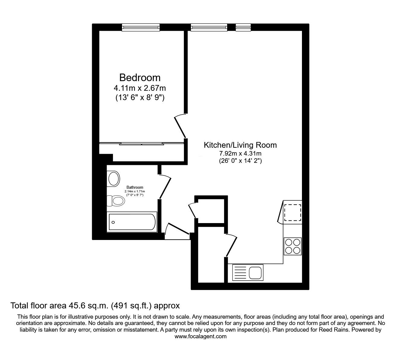 Floorplan of 1 bedroom  Flat to rent, Blackfriars Road, Salford, Greater Manchester, M3
