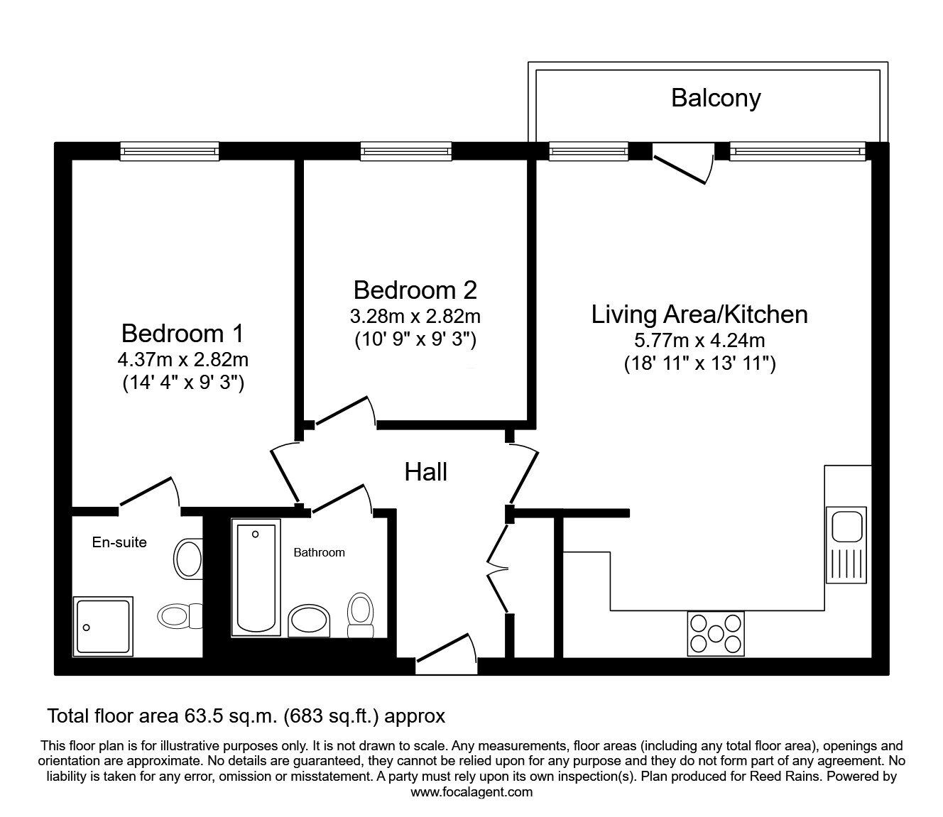 Floorplan of 2 bedroom  Flat for sale, City Road East, Manchester, M15