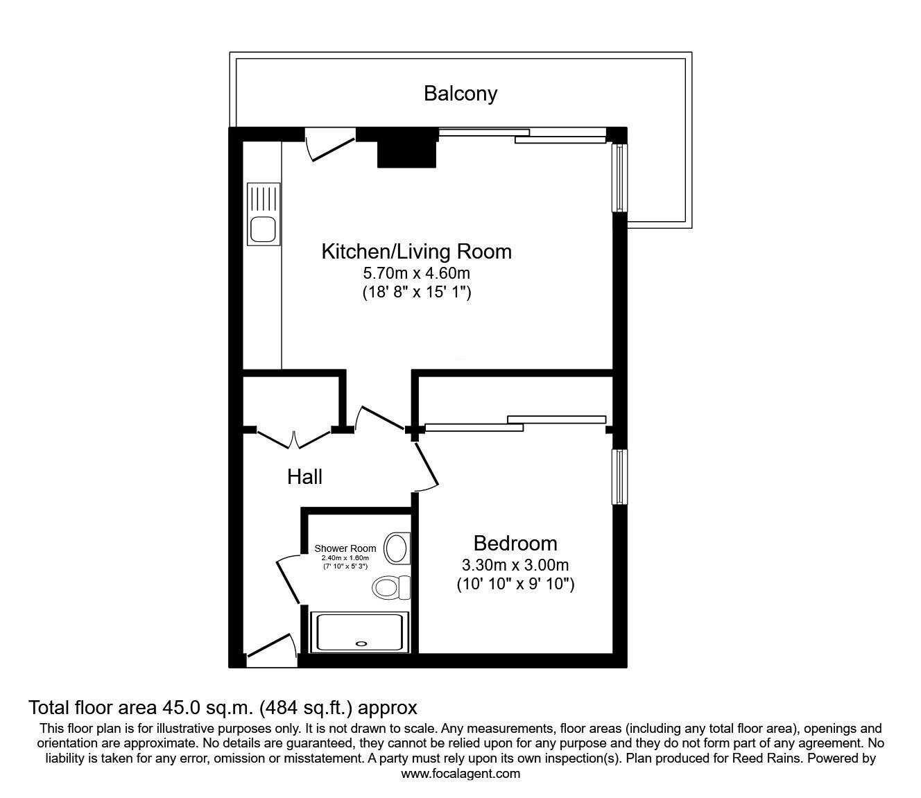 Floorplan of 1 bedroom  Flat to rent, Blackfriars Road, Salford, Greater Manchester, M3