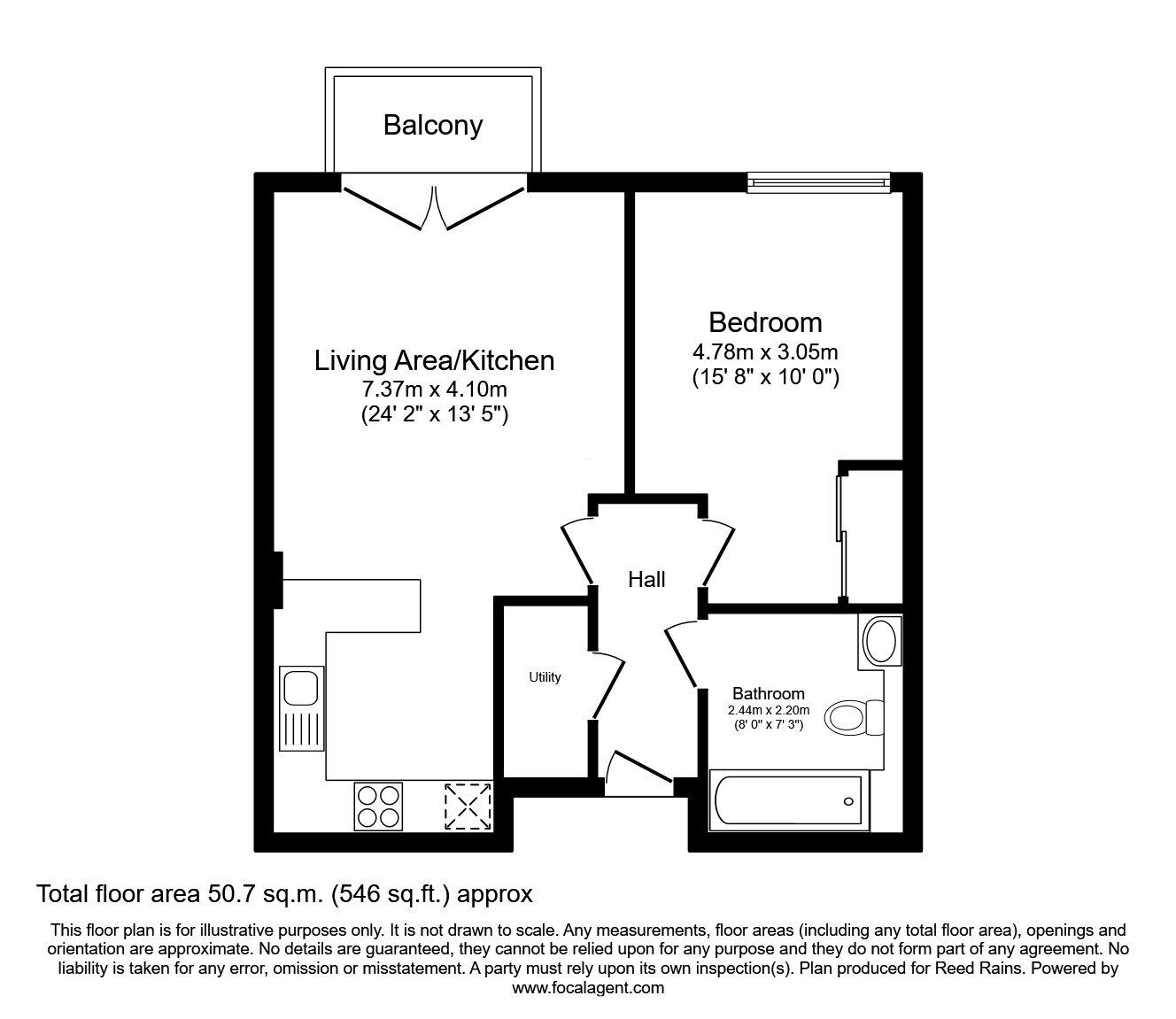 Floorplan of 1 bedroom Flat for sale, New Century Park, Manchester, M4