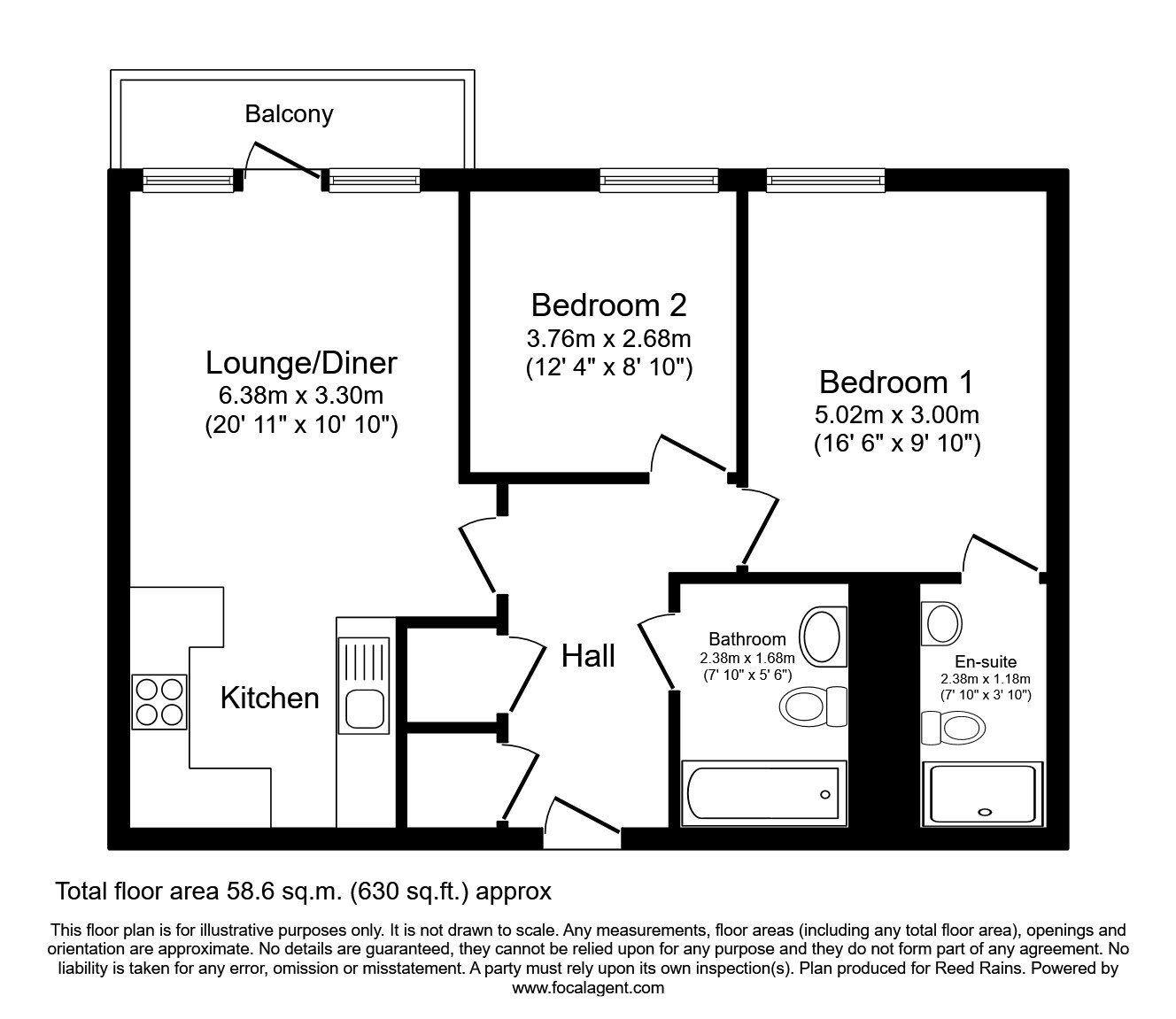Floorplan of 2 bedroom Flat for sale, Bury Street, Salford, M3