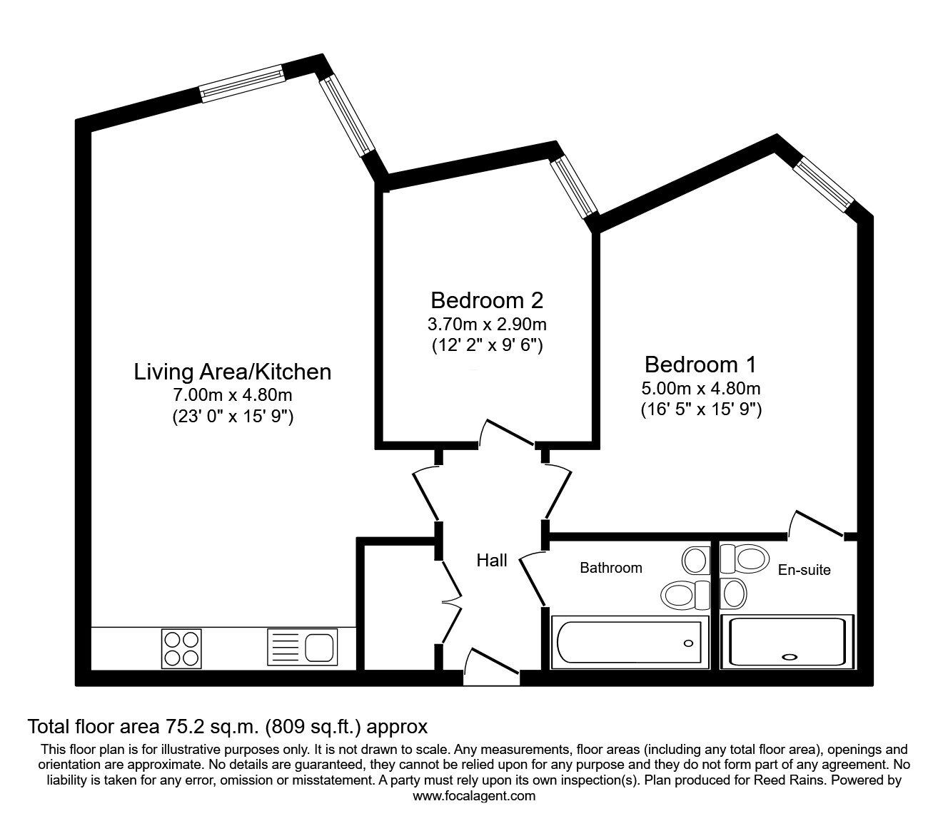 Floorplan of 2 bedroom Flat for sale, Sillavan Way, Salford, M3
