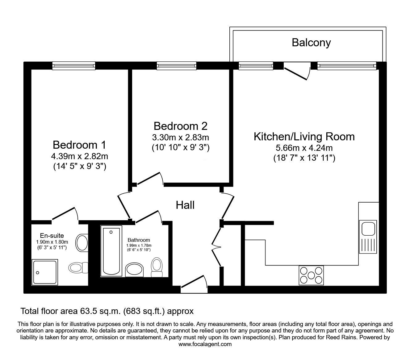 Floorplan of 2 bedroom Flat to rent, City Road East, Manchester, Greater Manchester, M15