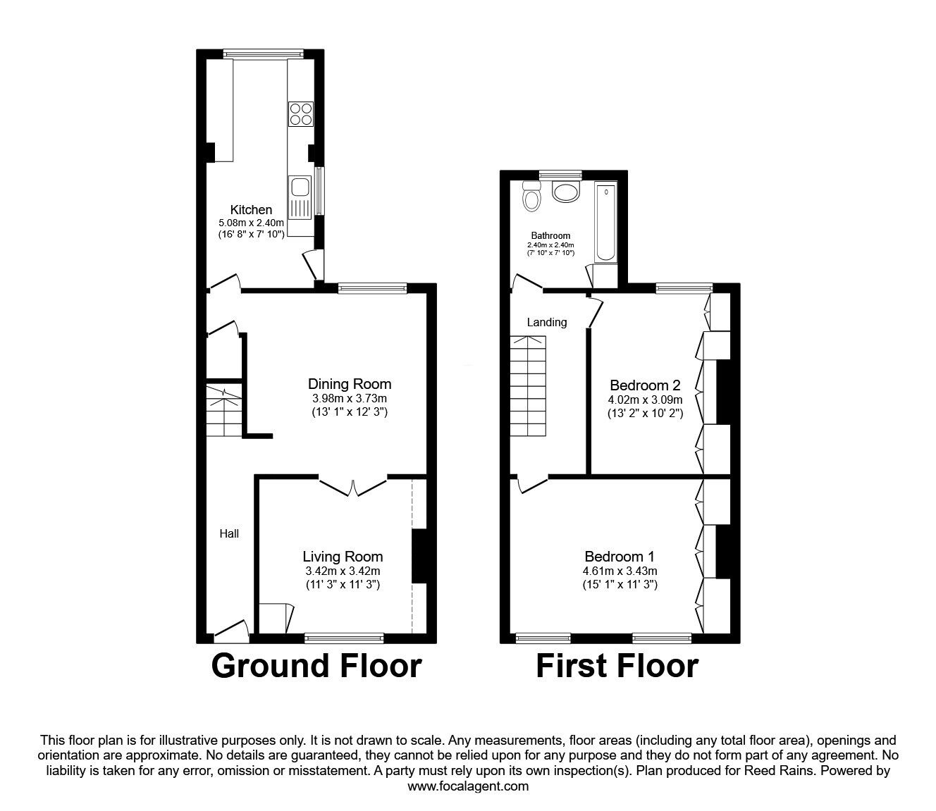 Floorplan of 2 bedroom Mid Terrace House to rent, Loring Street, Manchester, Greater Manchester, M40