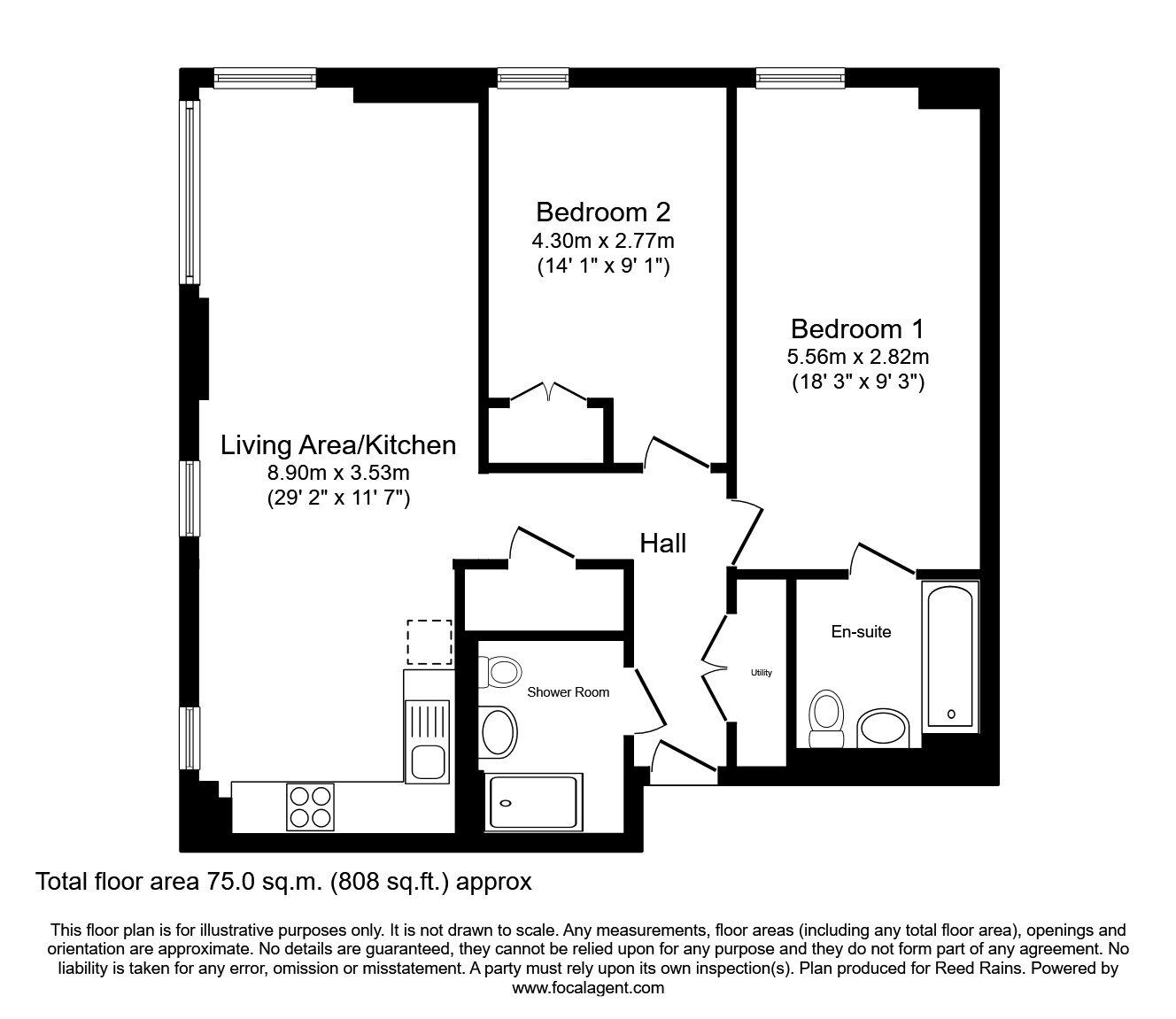 Floorplan of 2 bedroom Flat for sale, Aspin Lane, Manchester, M4