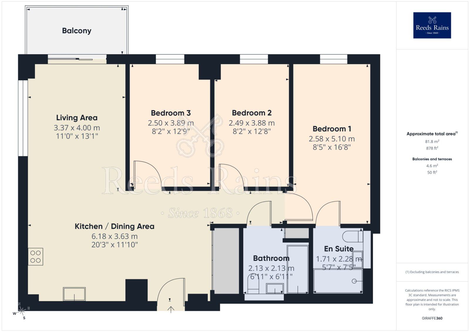 Floorplan of 3 bedroom Flat for sale, Lockgate Square, Salford, M5