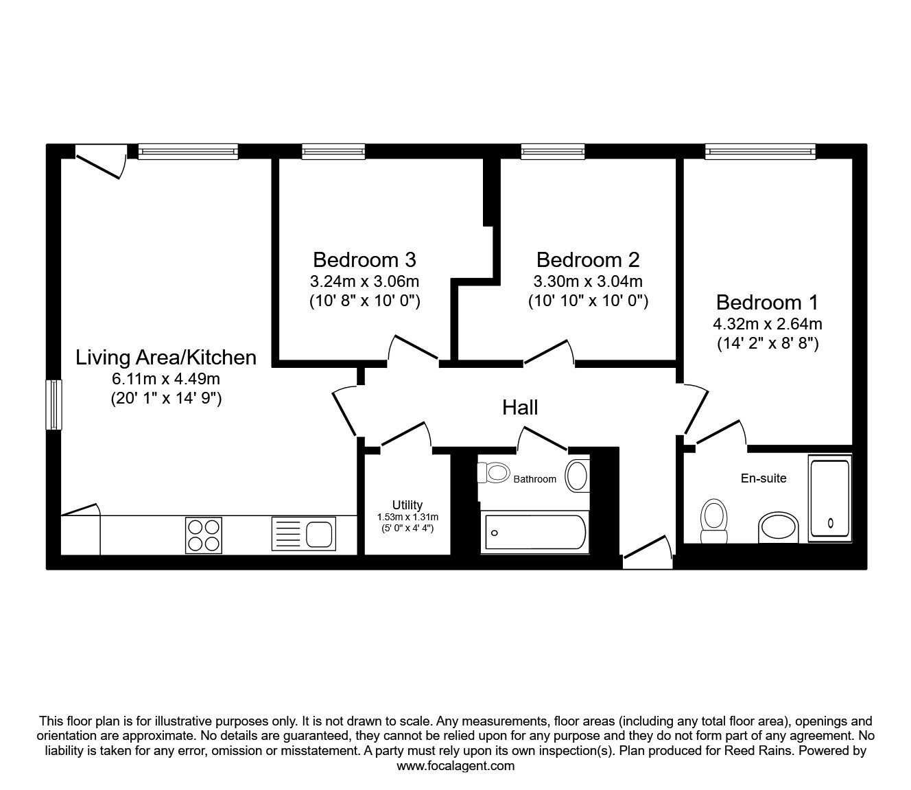 Floorplan of 3 bedroom Flat for sale, Derwent Street, Salford, M5