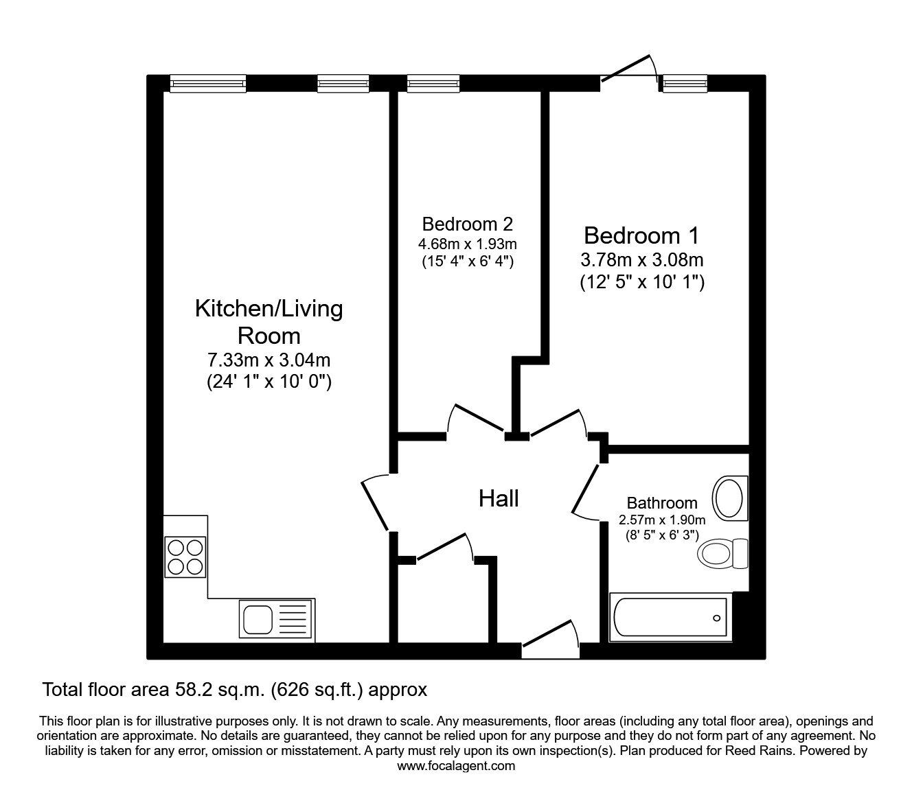 Floorplan of 2 bedroom Flat for sale, Victoria Avenue East, Manchester, M9