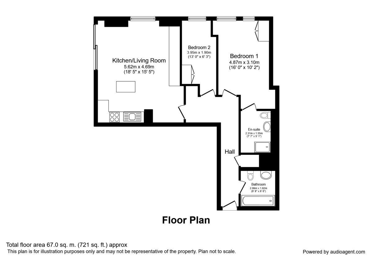 Floorplan of 2 bedroom Flat for sale, Princess Street, Manchester, M1