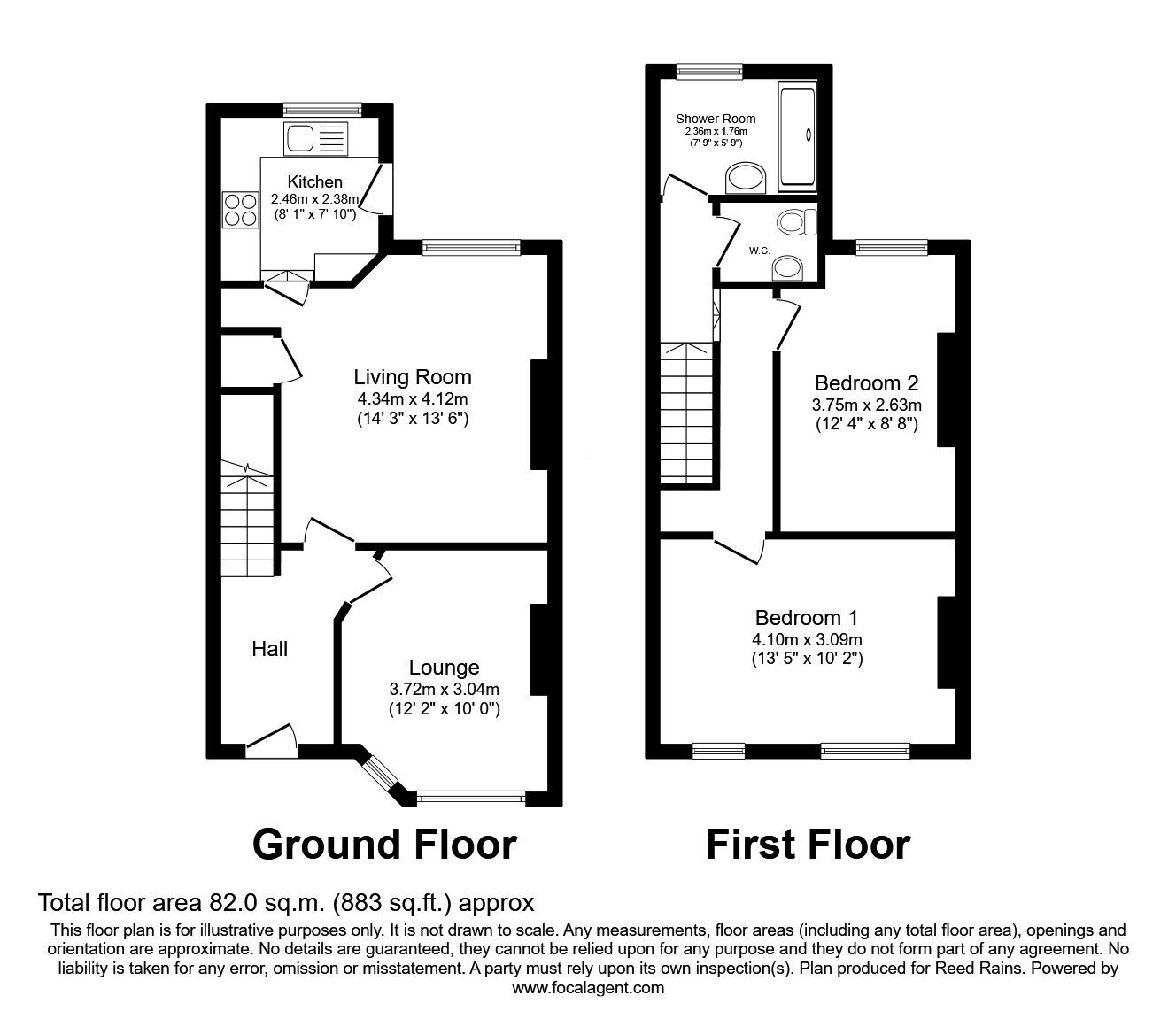 Floorplan of 2 bedroom Mid Terrace House to rent, Laurel Avenue, Manchester, Greater Manchester, M14