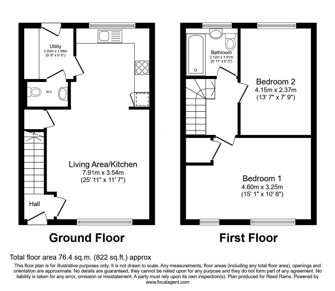 Floorplan of 2 bedroom Semi Detached House for sale, Commonwealth Avenue, Manchester, M11