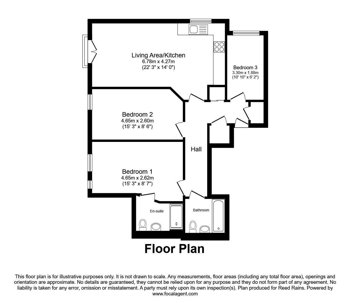 Floorplan of 3 bedroom Flat for sale, Elmira Way, Salford, M5