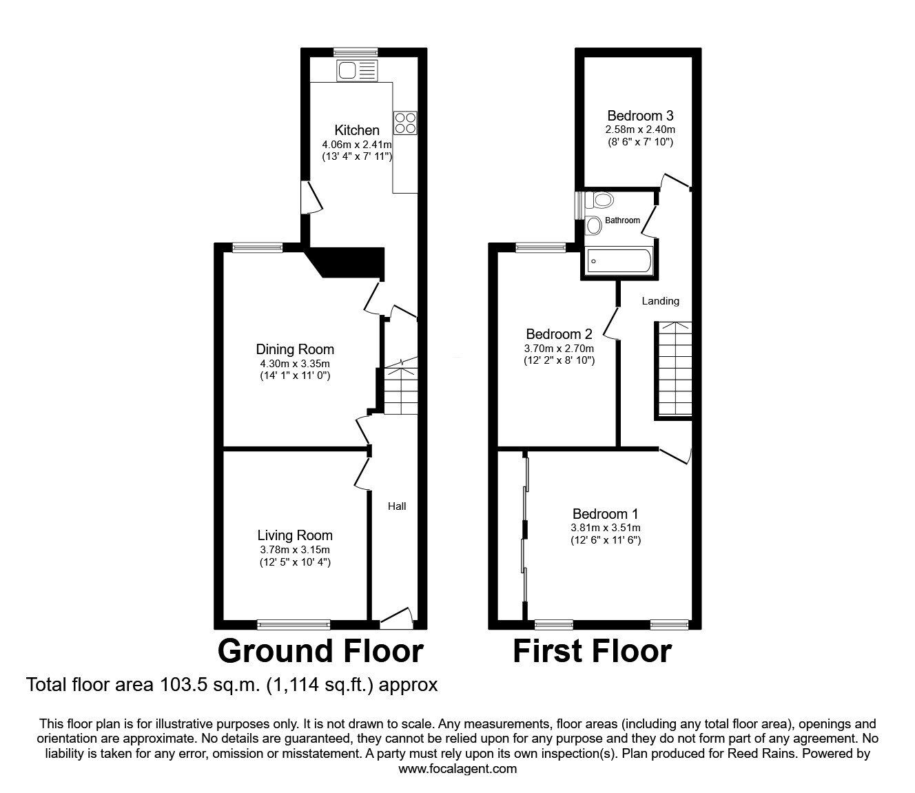 Floorplan of 3 bedroom Mid Terrace House for sale, Briscoe Lane, Manchester, M40