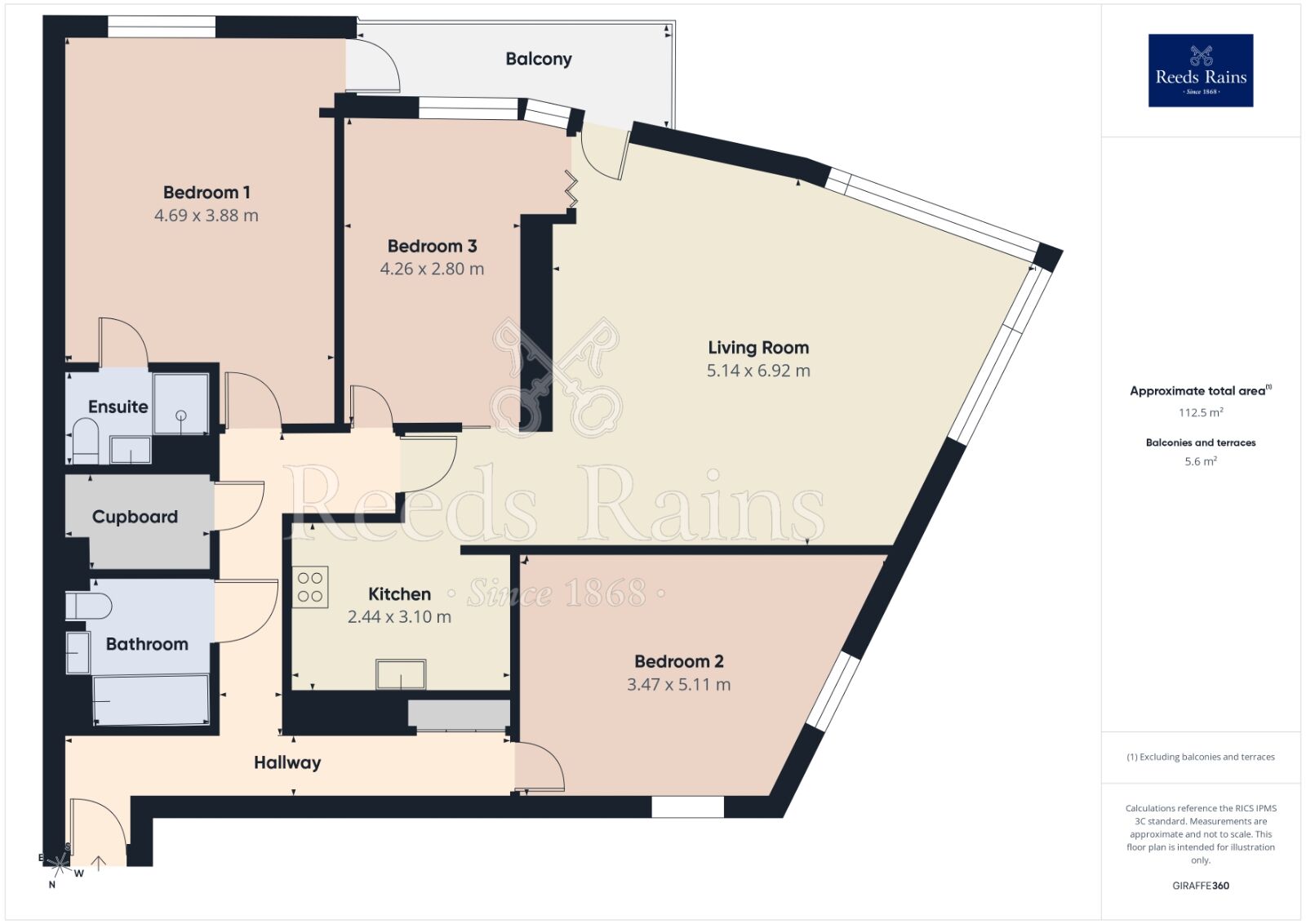 Floorplan of 3 bedroom Flat to rent, Whitworth Street West, Manchester, Greater Manchester, M1