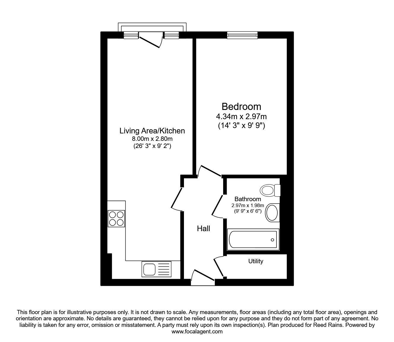 Floorplan of 1 bedroom Flat for sale, Pilgrims Way, Salford, M50