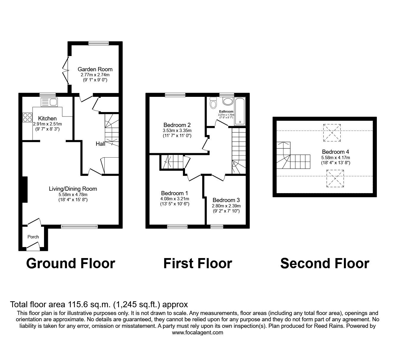 Floorplan of 4 bedroom Mid Terrace House to rent, Simms Close, Salford, Greater Manchester, M3