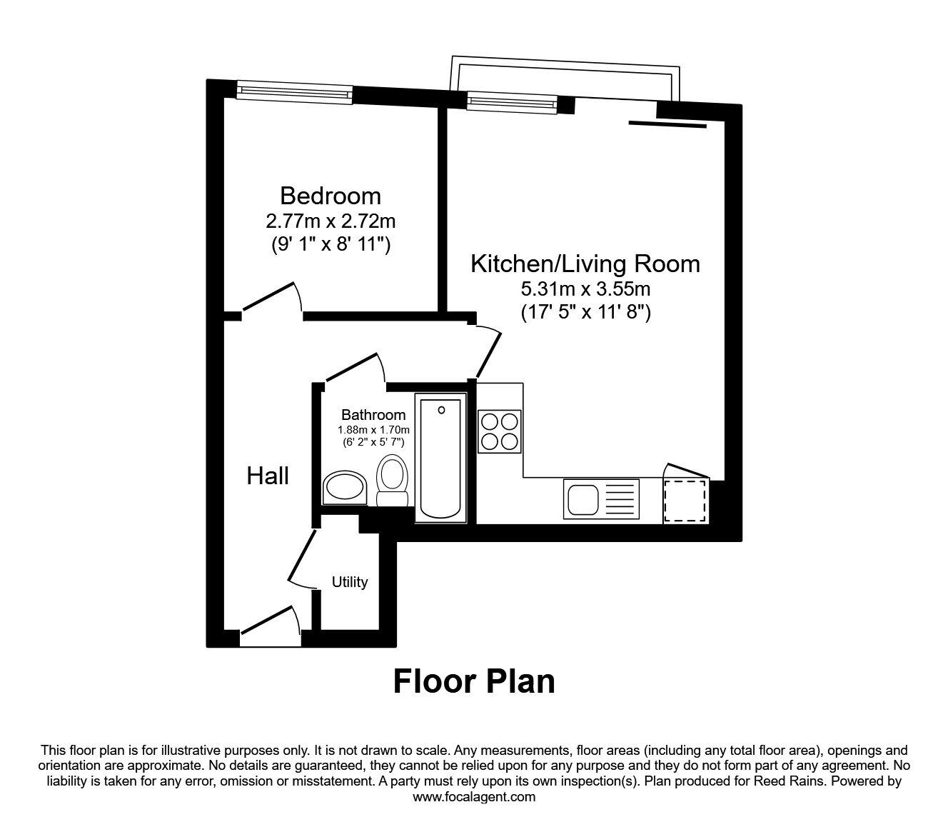 Floorplan of 1 bedroom Flat for sale, Pink, Media City UK, Salford, M50