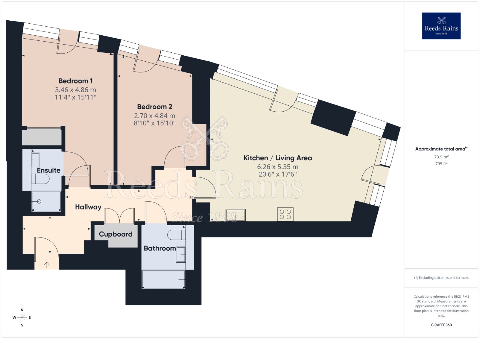 Floorplan of 2 bedroom Flat to rent, Trinity Way, Manchester, M3