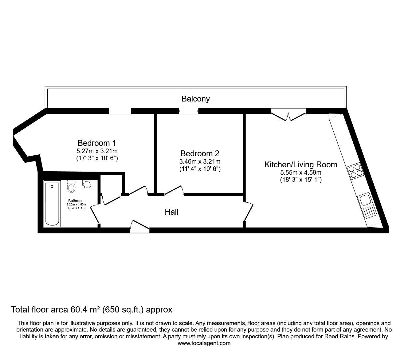 Floorplan of 2 bedroom Flat to rent, Chapel Street, Salford, Greater Manchester, M3
