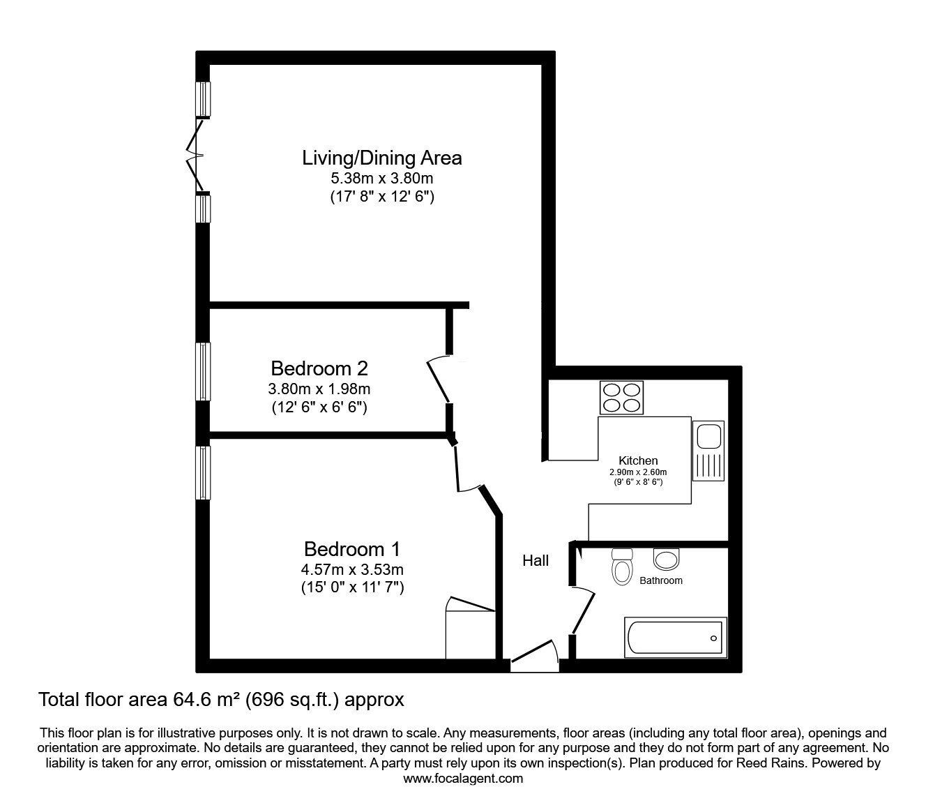 Floorplan of 2 bedroom Flat to rent, Whitworth Street, Manchester, Greater Manchester, M1