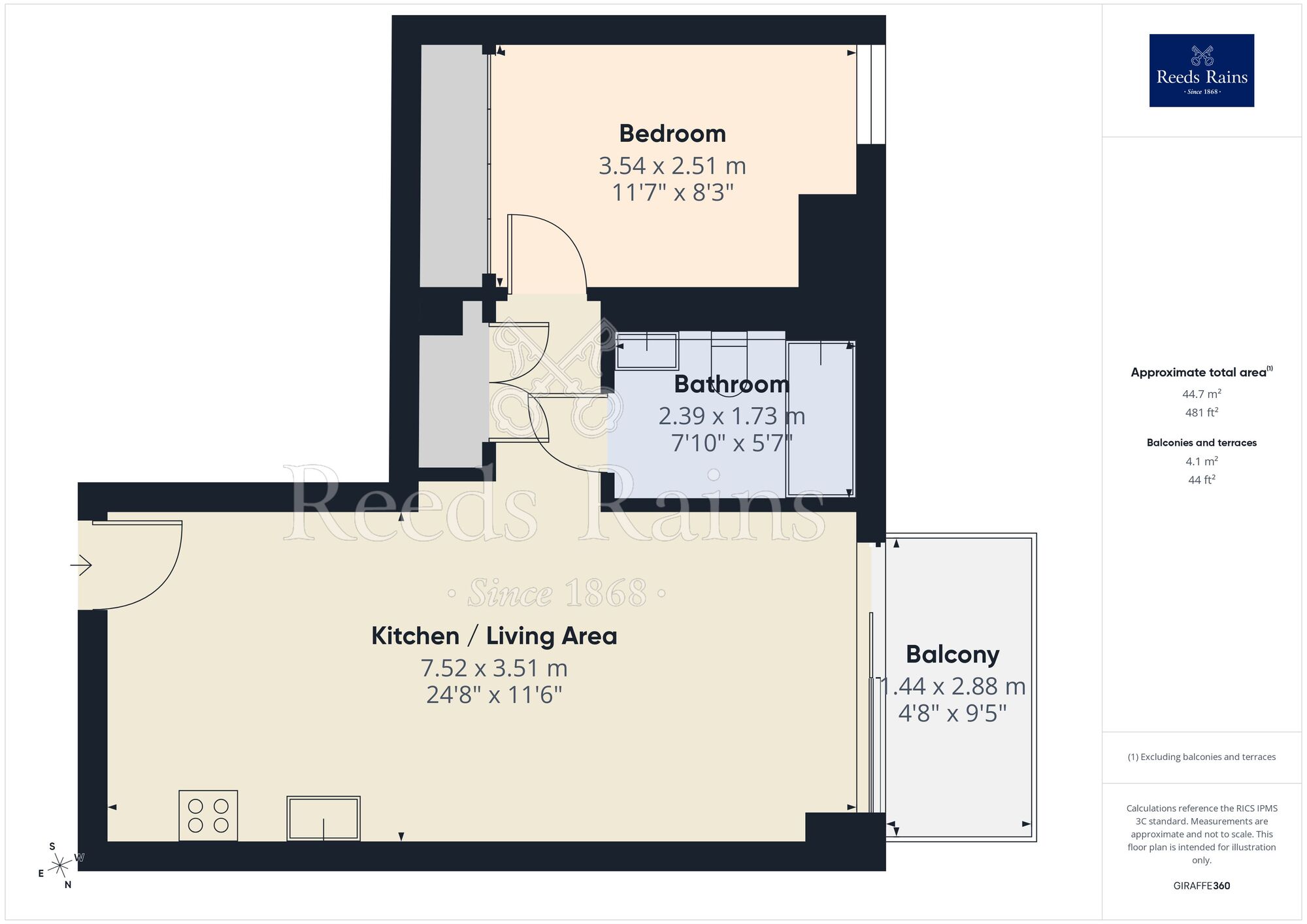 Floorplan of 1 bedroom Flat for sale, Blue, Media City UK, Salford, M50